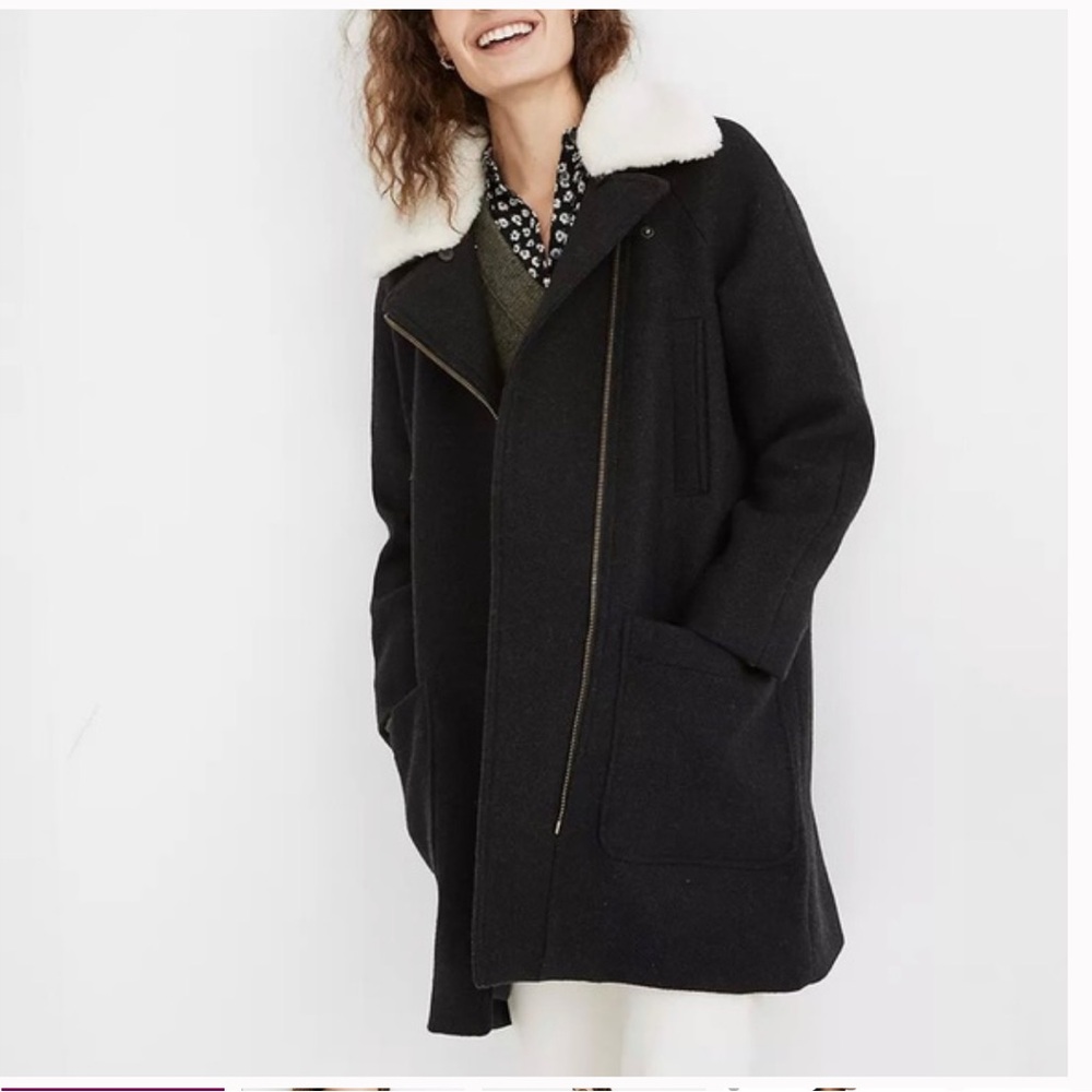 Madewell Wool Coat with Teddy Collar